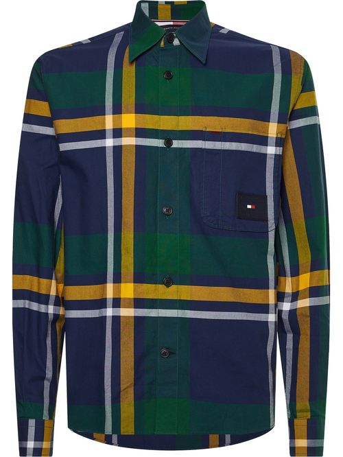 Sobrecamisa de cuadros en algodón Oxford