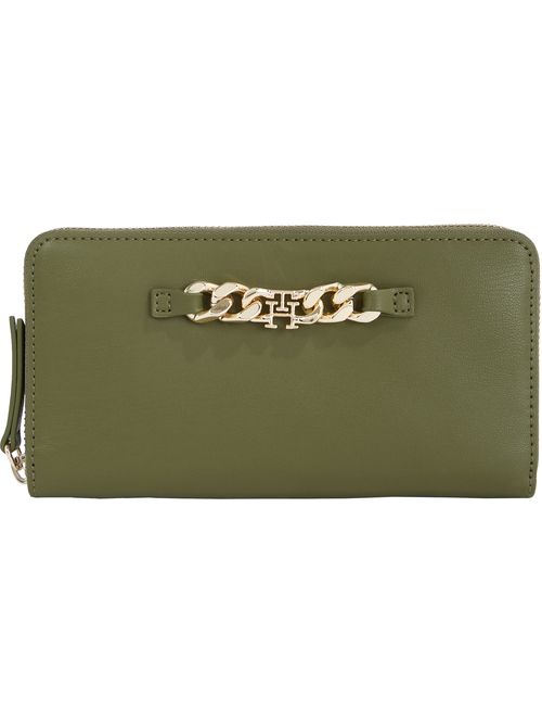 Billetera TH Monogram con cremallera y cadena