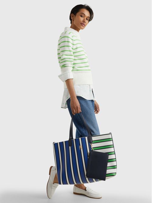 Cartera tote Iconic de rayas mixtas