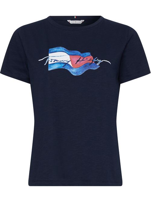 Remera con logo ondulante