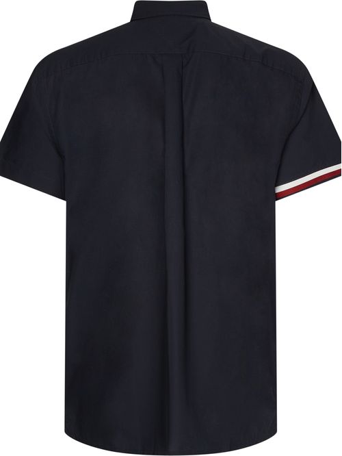 Camisa de rayas manga corta con logo en el pecho