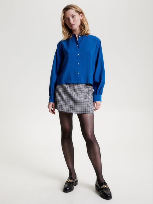 Camisa sin cuello con corte cropped