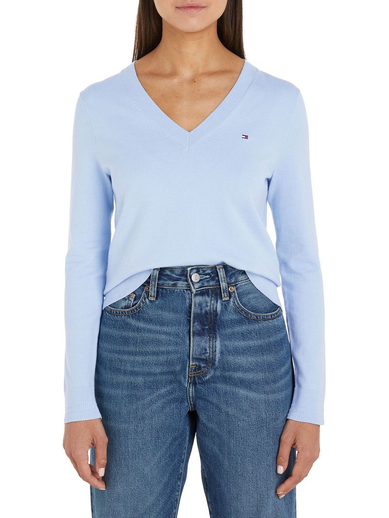 Sweater-de-punto-con-Cuello-en-V