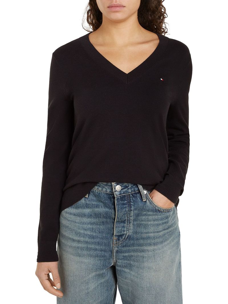 Sweater-de-punto-con-Cuello-en-V