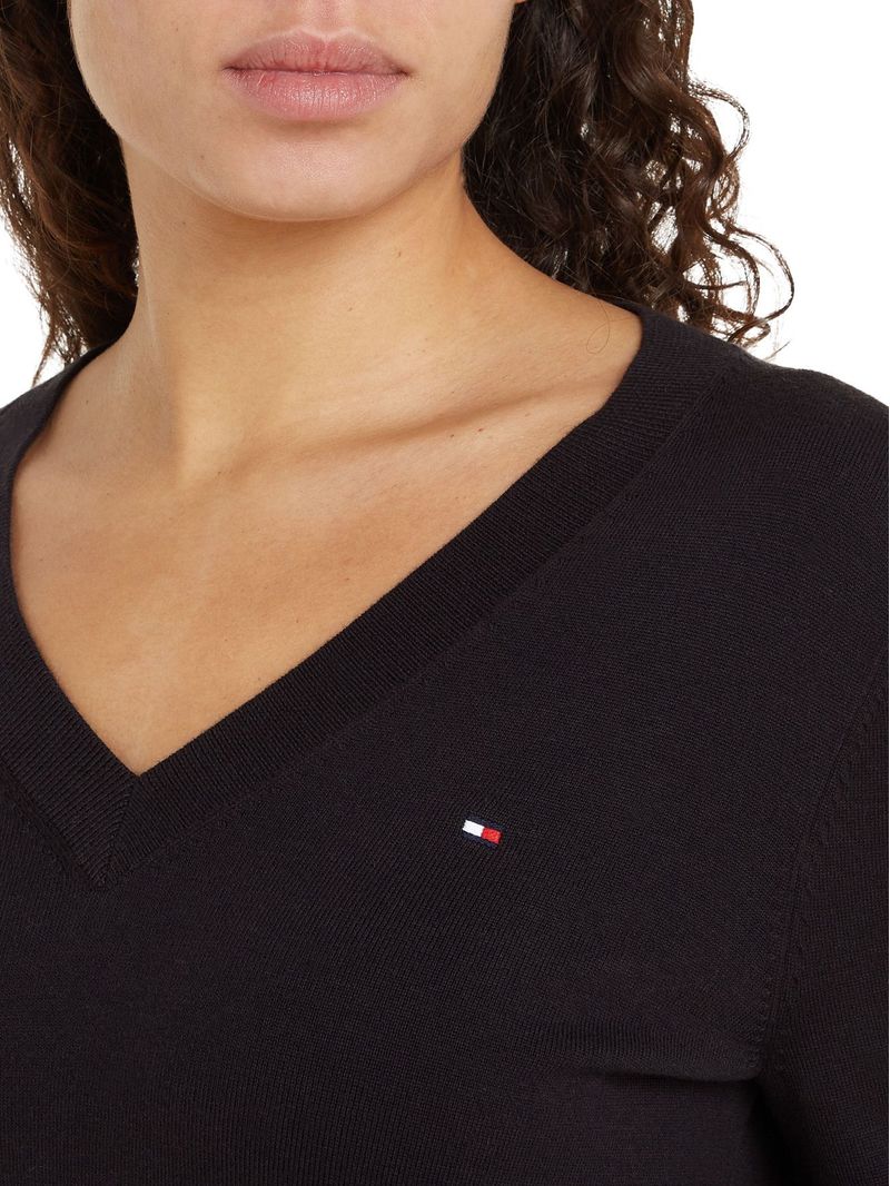 Sweater-de-punto-con-Cuello-en-V
