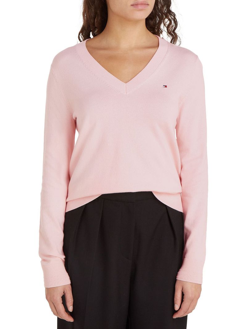 Sweater-de-punto-con-Cuello-en-V