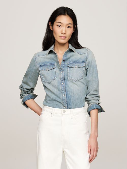 Camisa denim manga larga