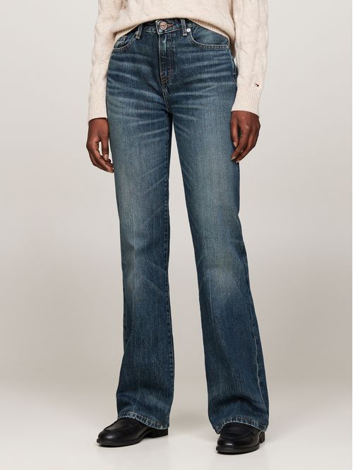 Jean Bootcut desteñidos de talle medio