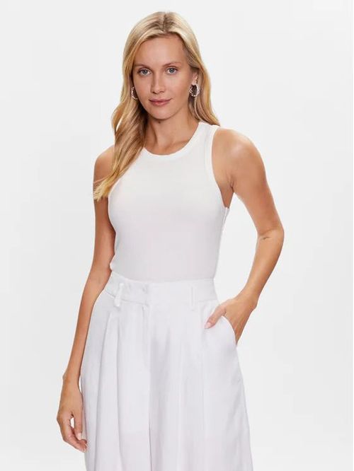 Remera acanalada sin mangas de corte slim