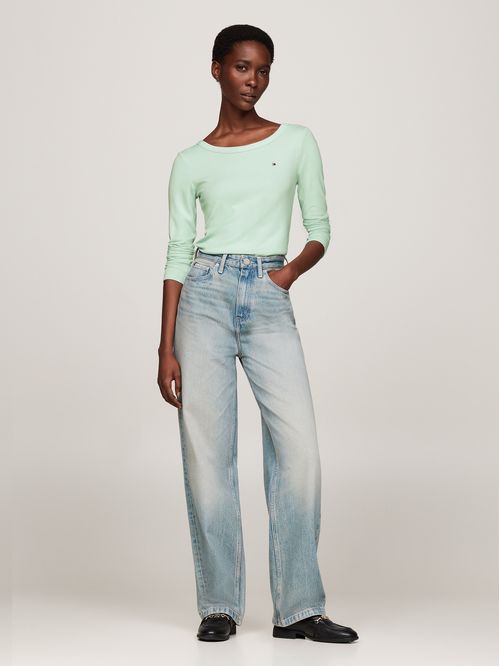 Remera acanalada slim de manga larga