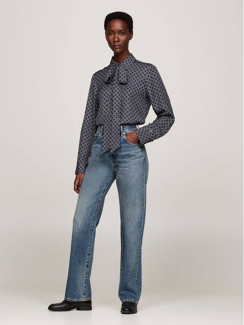 Blusa de viscosa con lazo en el cuello