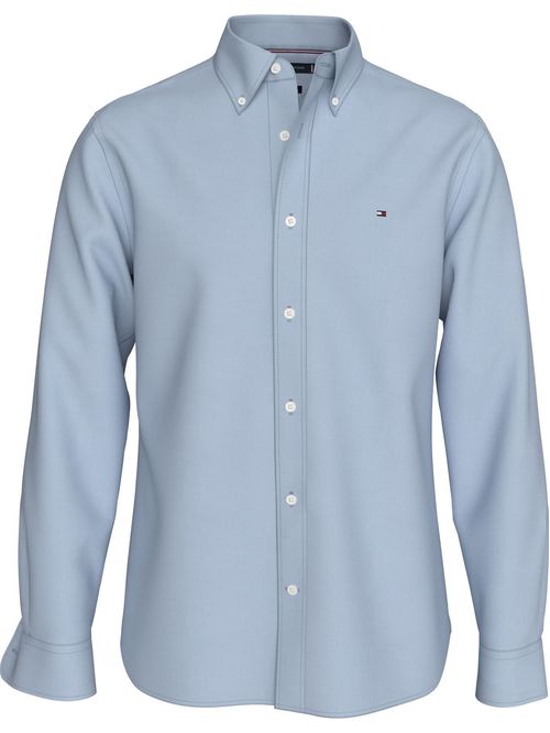 Camisa herringbone solida de corte regular