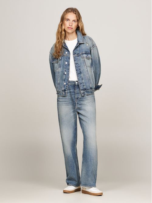 Campera denim oversize desgastada