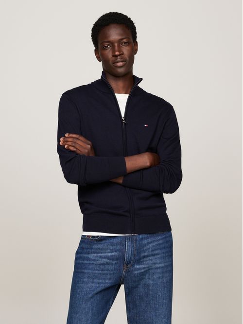 Sweater de cuello perkins con cremallera