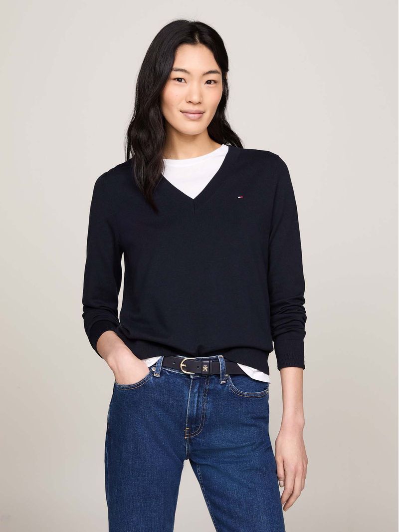 Sweater-de-cuello-V-con-logo