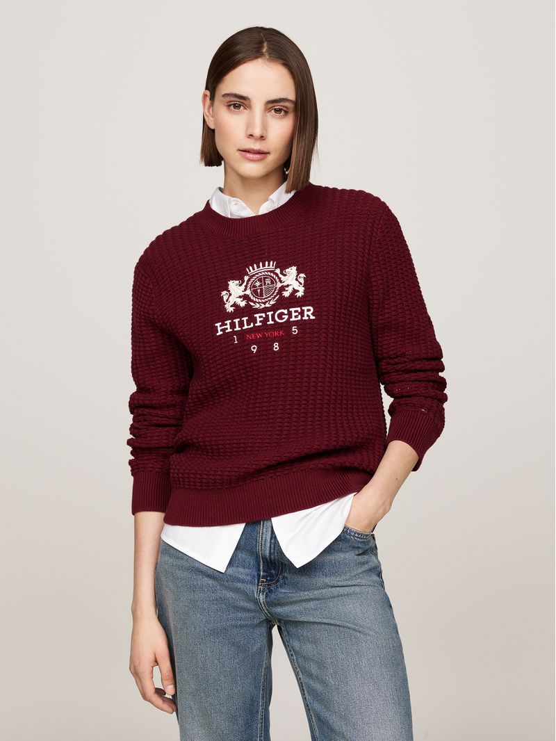 Sweater-de-punto-gofrado-con-logo-bordado