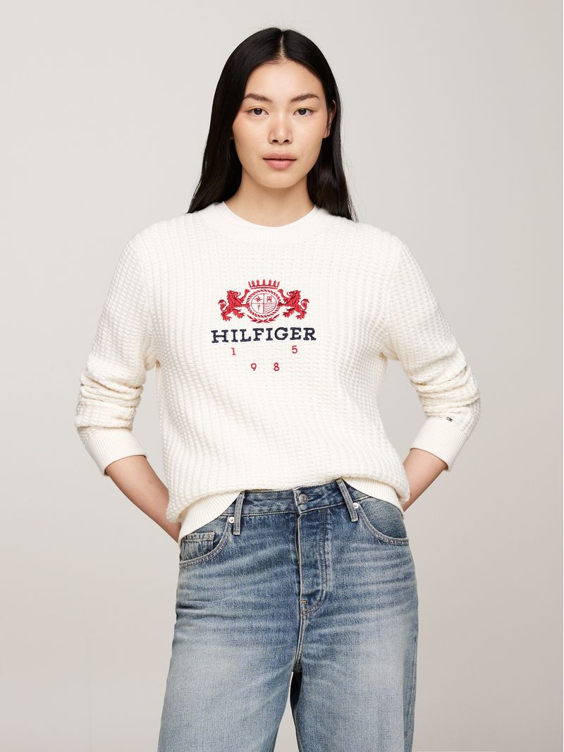 Sweater-de-punto-gofrado-con-logo-bordado