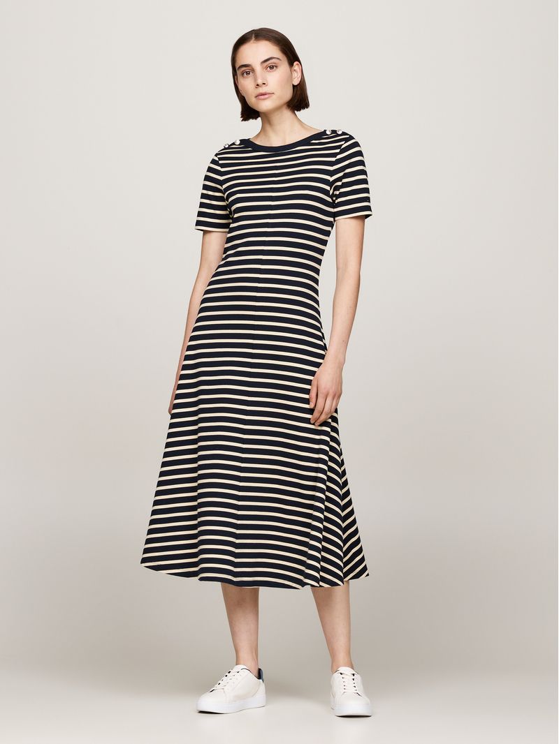 Vestido-de-rayas-con-logo-