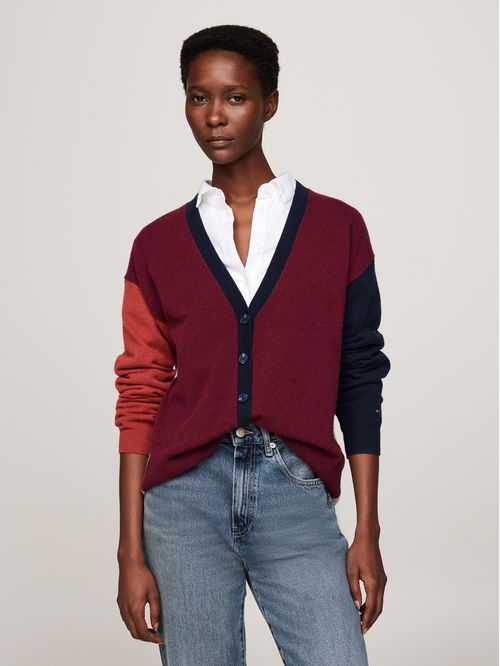 Cárdigan color block de cachemira