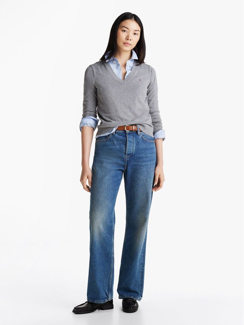 Sweater-de-punto-con-Cuello-en-V
