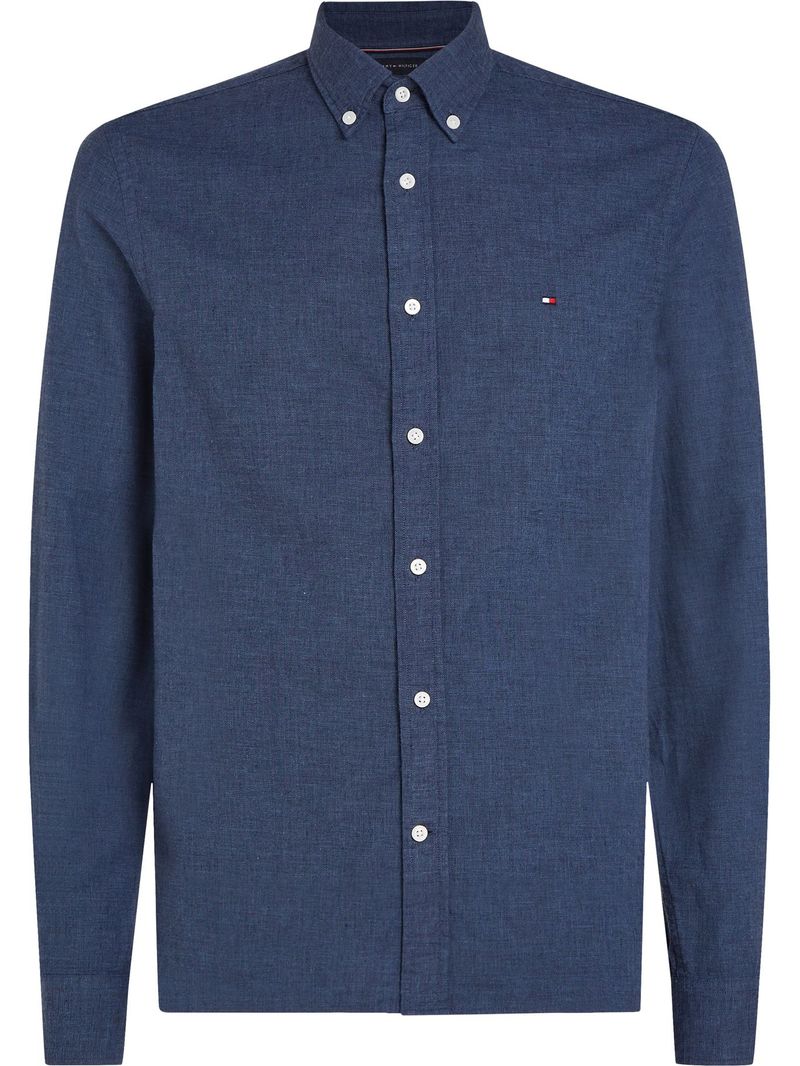 Camisa-de-lino-solida-de-corte-slim