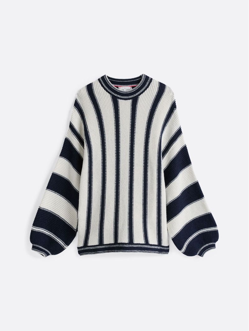 Sweater-amplio-de-rayas-mixtas-con-cachemira