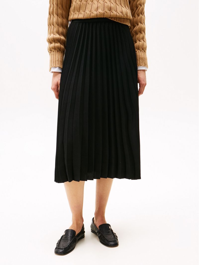 Falda-midi-plisada-con-logo-en-cintura