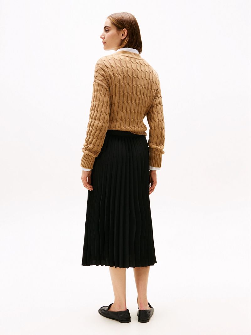 Falda-midi-plisada-con-logo-en-cintura