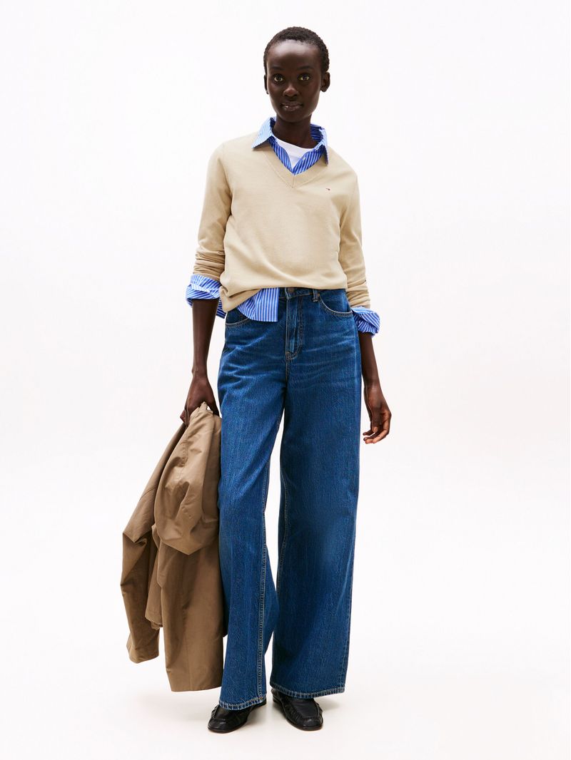 Sweater-de-punto-con-Cuello-en-V