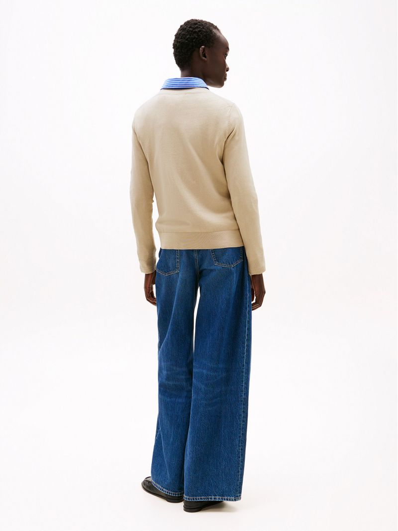 Sweater-de-punto-con-Cuello-en-V