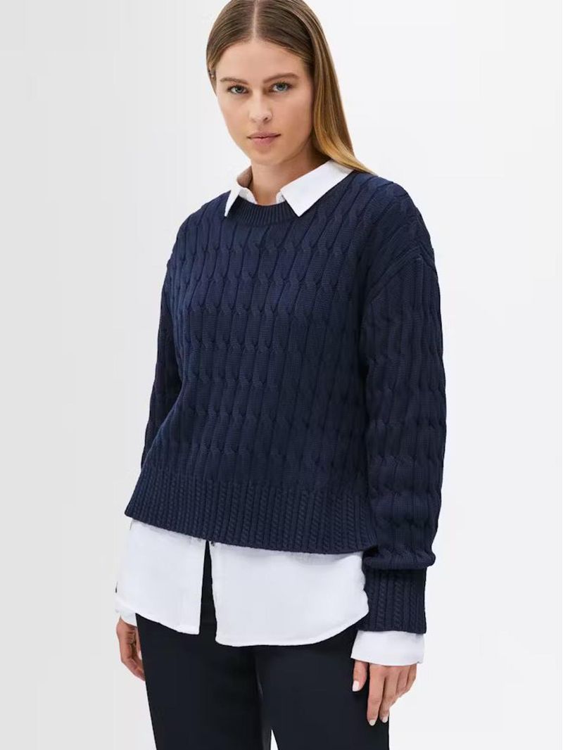 Sweater-de-punto-trenzado-con-cuello-redondo
