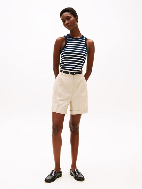 Remera acanalada sin mangas de corte slim