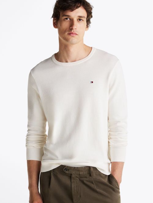 Sweater de cuello redondo con logo bordado