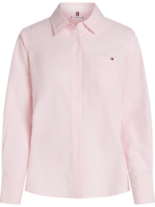 Camisa poplin a rayas con logo