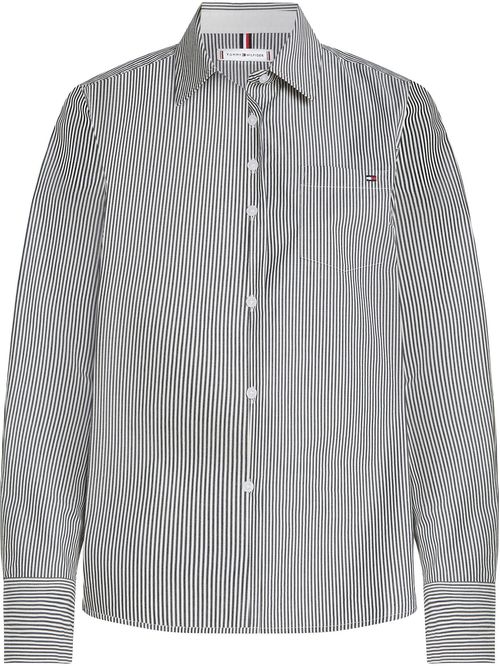 Camisa poplin a rayas con logo