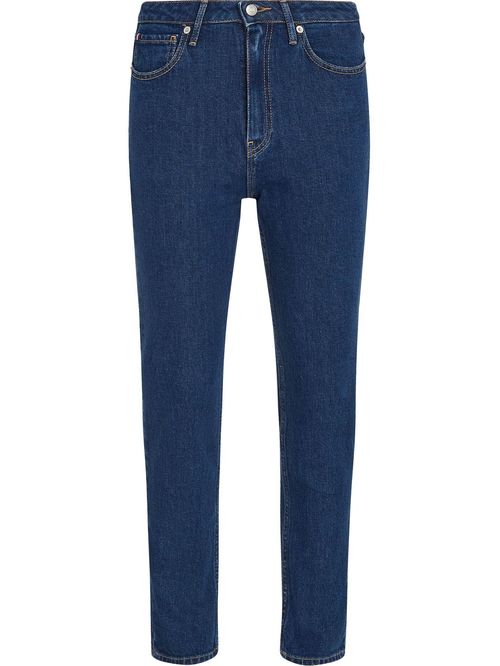 Jean ajustado y tobillero de talle alto