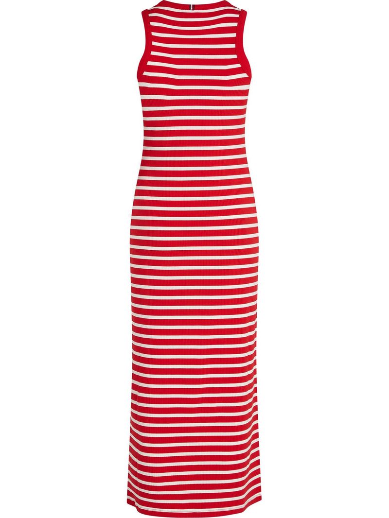 Vestido-ajustado-midi-con-textura-acanalada