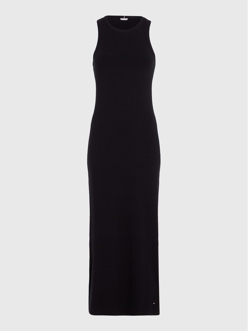 Vestido-ajustado-midi-con-textura-acanalada