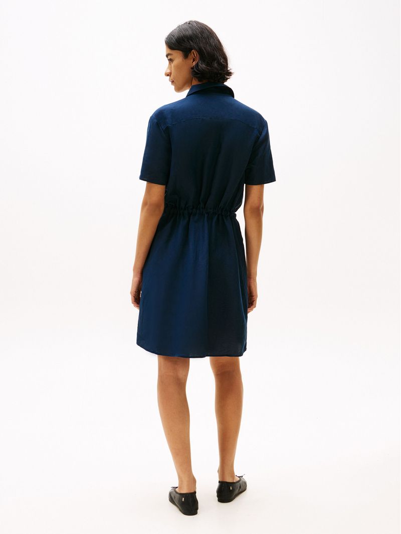 Vestido-camisero-corto-de-mezcla-de-lino