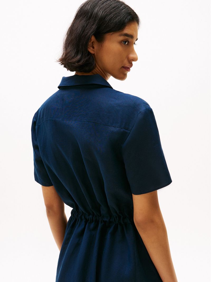 Vestido-camisero-corto-de-mezcla-de-lino