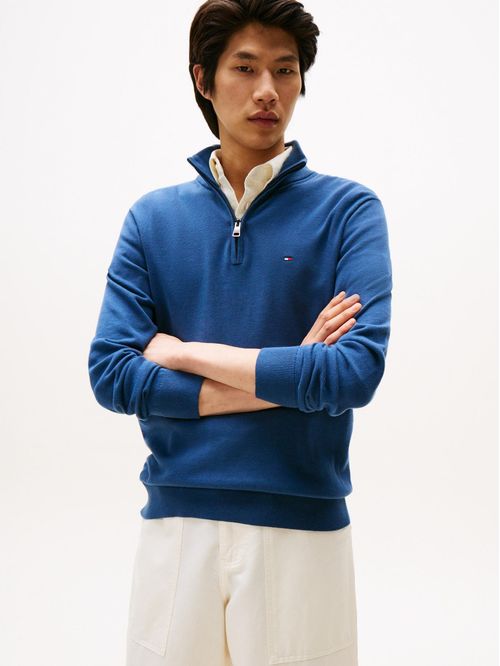 Sweater con cuello perkins y cremallera