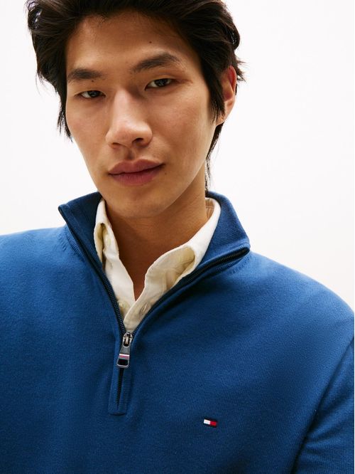 Sweater con cuello perkins y cremallera