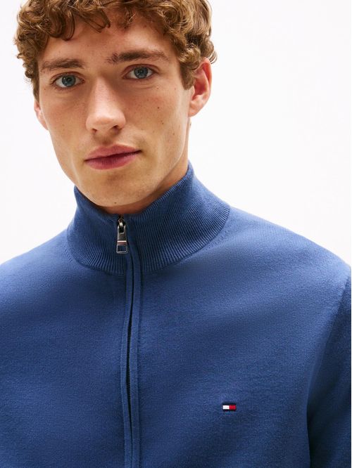 Sweater de cuello perkins con cremallera