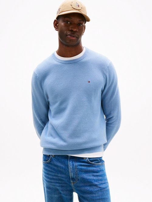 Sweater de punto texturizado y cuello redondo