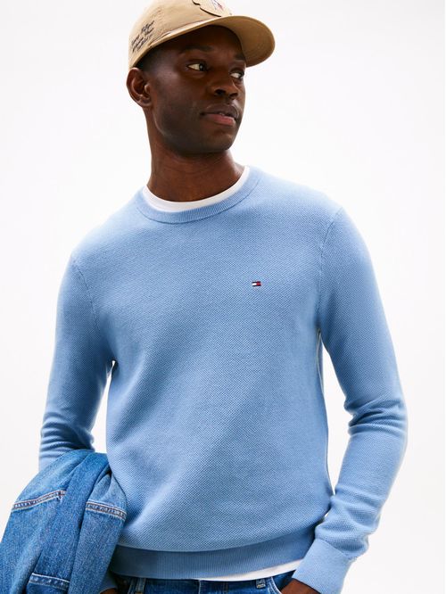 Sweater de punto texturizado y cuello redondo