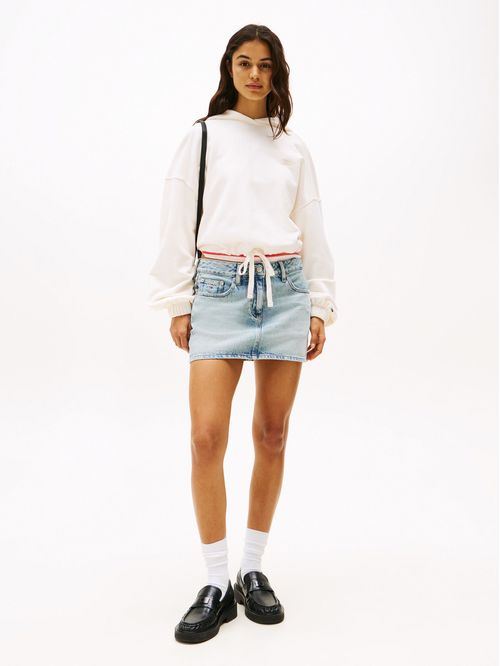 Buzo cropped con capucha y logo