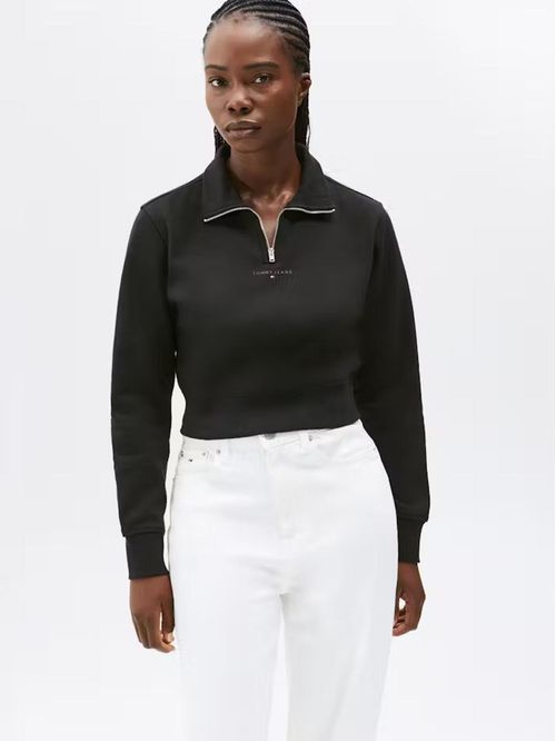 Buzo de corte regular cropped con cierre 1/4