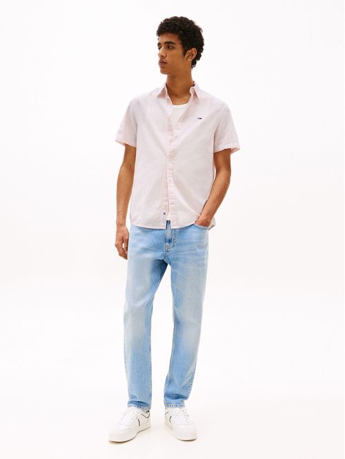 Camisa de manga corta en mezcla de lino