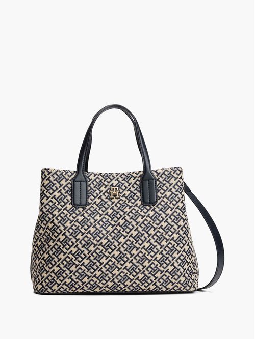 Cartera satchel con monograma TH en jacquard