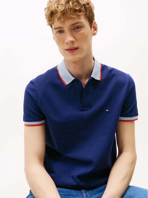 Chomba con cuello de punto a contraste